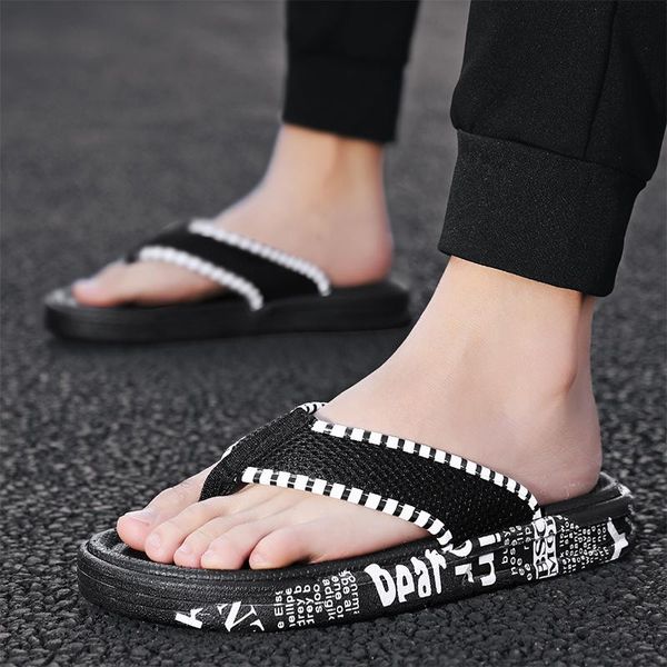 

slippers 2021 arrival summer men indestructible flip flops beach sandals anti-slip zapatos hombre casual shoes, Black