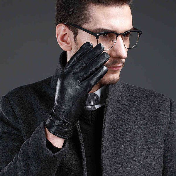 

leather glov men's labor protection cashmere warm sheep winter gift leather
