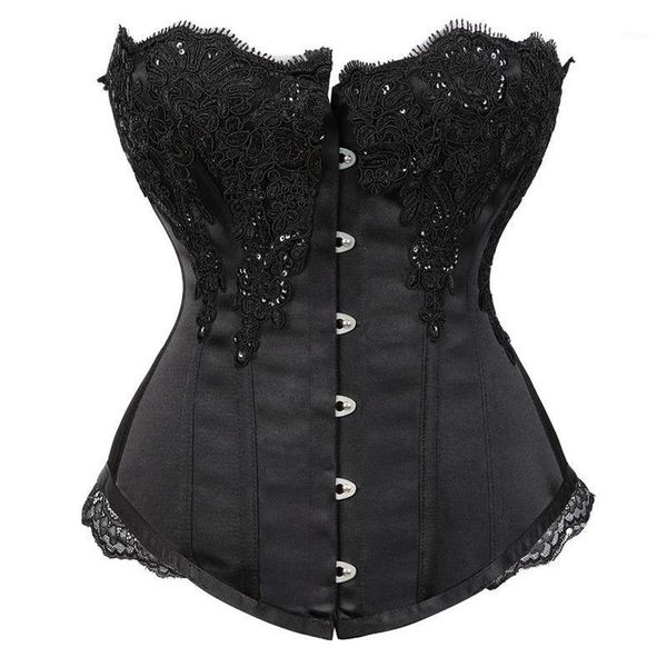 

black corset sequined embroidered lace satin for women bustiers & corsets, Black;white