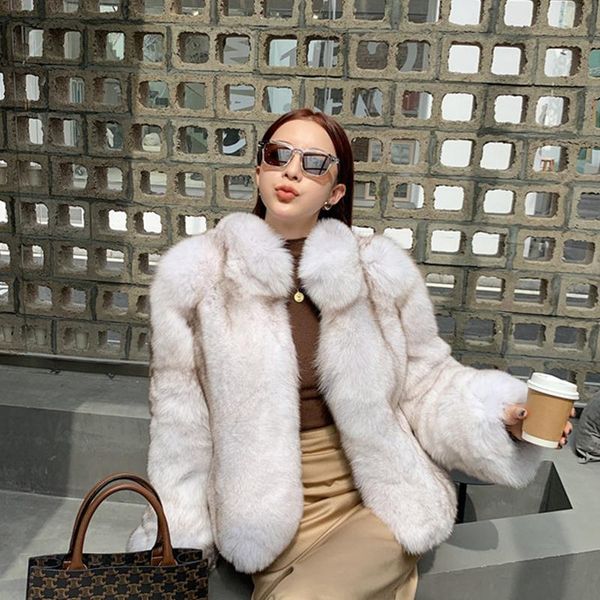 

women's fur & faux high-quality 2021 winter fashion natural leather grass coat furry thickened warm jacket women, Black