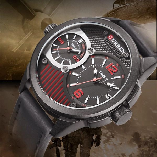 

men's watch sports style watch men's casual fashion quartz watches waterproof clock relogio masculino, Slivery;brown