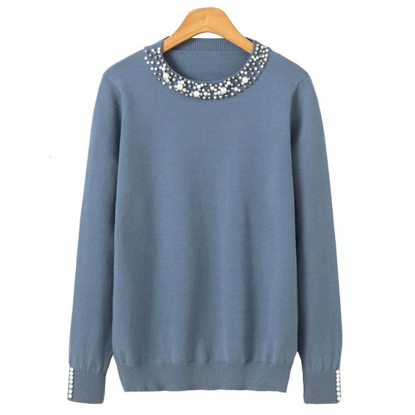 

2021 new pearl winter knitted sweater women long sleeve loose elegant pullover female soft warm autumn casual jumper igb8, White;black
