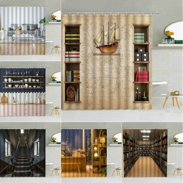 

shower curtains interior home pattern curtain retro sailboat book shelves room kitchen library stairs bathroom decor