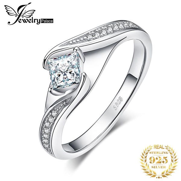 

cluster rings jewelrypalace princess cut engagement ring 925 sterling silver for women promise wedding jewelry, Golden;silver