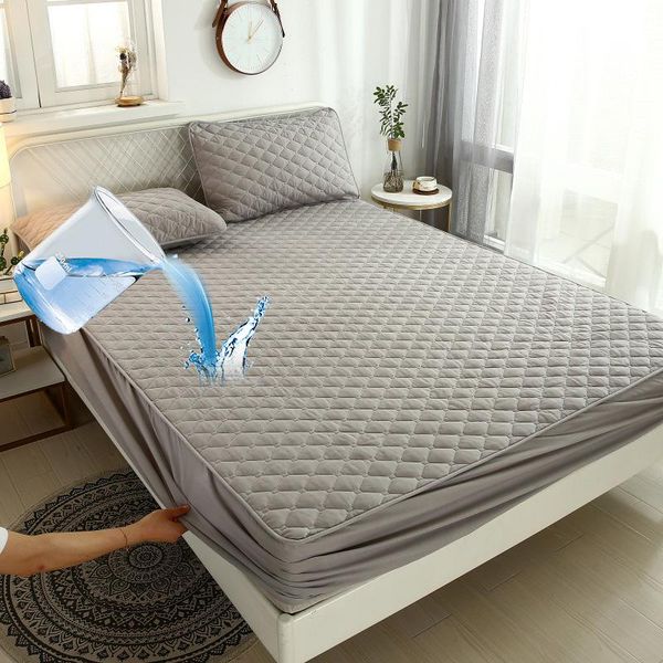 

sheets & sets waterproof bed linen with elastic bands fitted sheet home winter solid color mattress cover queen king full twin thicken 10-30
