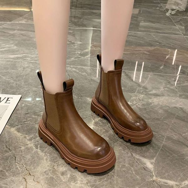 

martin women's shoes autumn and winter 2020 new british style single short thick soled boots, White;red