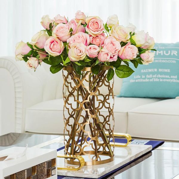 

vases american model room hollow metal wrought iron flower arrangement home decoration jewelry european ornaments vase