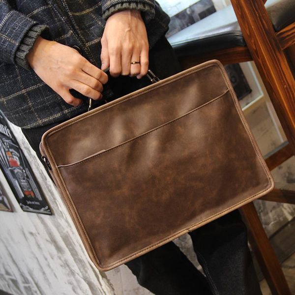

briefcases men business bags leather bag male brief case black 38cm*28cm*10cm