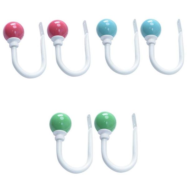 

6pcs curtain holdback draperies holder white hook with colorful ball finials