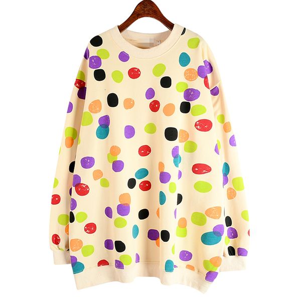

2021 autumn and winter hoodies pluz size dot printed ladies sweatshirts wild cotton women clothing 974a, Black