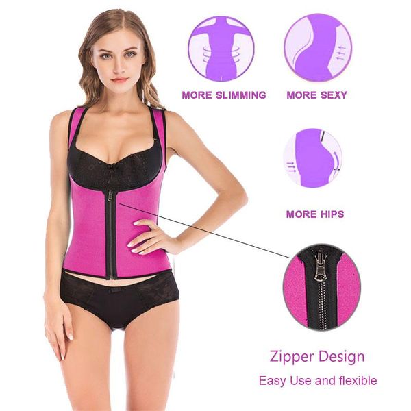 

women's shapers florata women shaper waist trainer body shapewear zipper corset push up vest girdle, Black;white