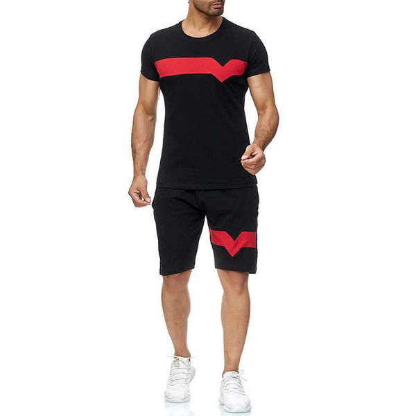 Neue Herrenmode Zauberfarbe Baumwolle Laufen Lässiger Sommeranzug Mann Strandmode Zauberfarbe T-Shirt + Sportshorts 2-teiliges Set X0610