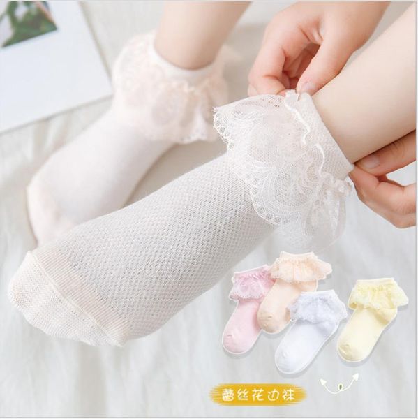 

socks 2021 spring and summer lace princess children dance mesh cotton baby girl breathable comfortable, Pink;yellow
