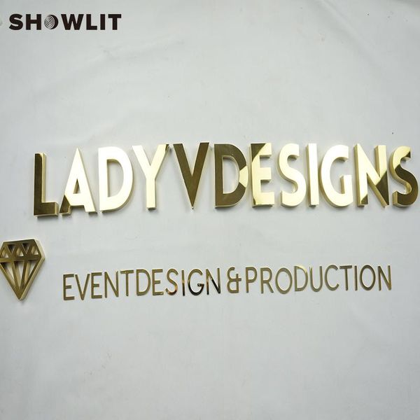 

other door hardware brushed/mirror polished golden 3d letter signs for company