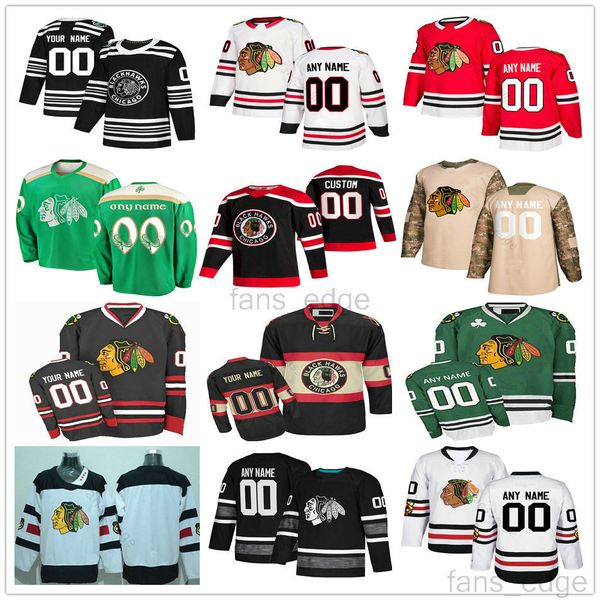 

custom 2021 reverse retro chicago blackhawks bobby hull patrick kane jonathan toews alex debrincat keith men women kids youth hockey jerseys, Black;red