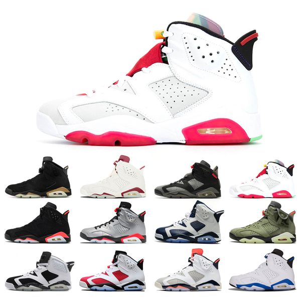 

man's basketball shoes 6s high cut alternate angry bull black cat infrared carmine hare marron olympic sport blue unc white infared tin