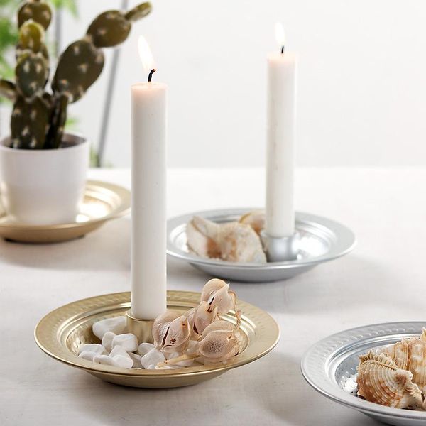 

round candlestick dining table decoration modern geometry small creative gold / silver romantic wedding props