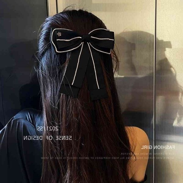 

hairpin korean bow pearl spring net red super fairy hair accessories boutique girls' jewelry back clip, Black;brown