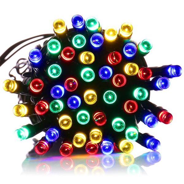 

solar lamps waterproof ledertek 12m 100 led colorful powered fairy string lights 8 modes christmas for party