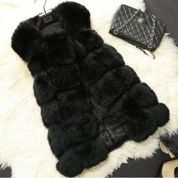 

women's fur & faux 2021 autumn and winter imitation mink fake warmth thickening ladies vest, Black