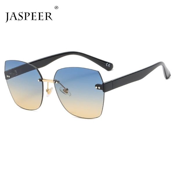 

sunglasses jaspeer rimless gradient women vintage irregular square sun glasses men uv400 driving retro geometry shades eyewear, White;black