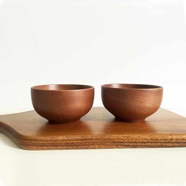 

acacia wooden bowl natural soup bowl japanese rice for children (coffee color)