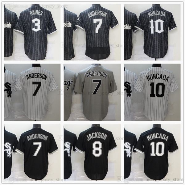 

black city connect baseball jersey stitched 10 yoan moncada 7 tim anderson 8 bo jackson 3 harold baines jerseys gray white no number name, Blue;black
