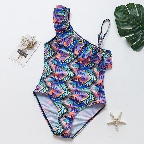 

2021 girls swimwear one piece flounce ruffle beach sport swimsuit large size 5-14y girls bathing suit one-piece swimwear