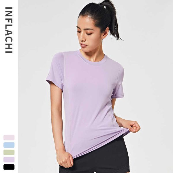 

sports mesh breathable t-shirt women's summer slim round neck short sleeve quick dry breathable fitness running yoga suit, Black;white