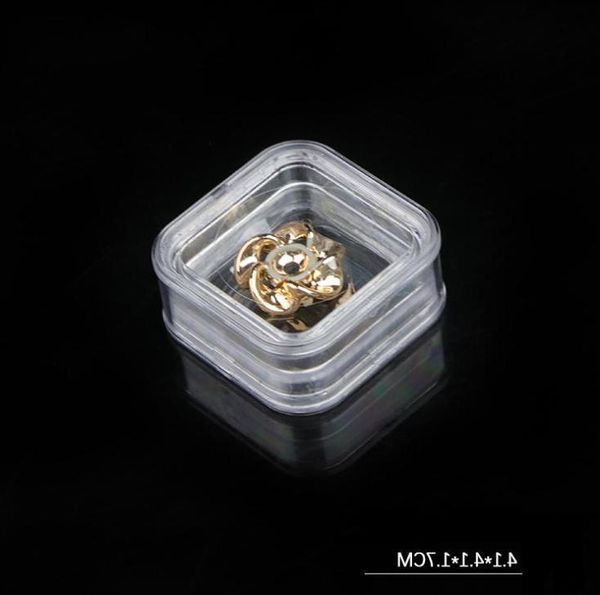 

40*40mm transparent floating display case earring gems ring jewelry suspension packaging box pet membrane stand holder wholesale