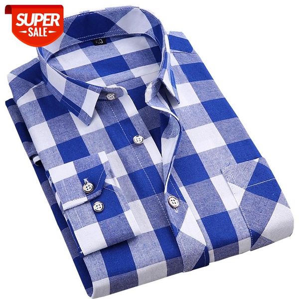 

new long sleeve thin mens casual plaid shirts fashion soft square collar business male leisure checkered shirts for men #bz5k, White;black