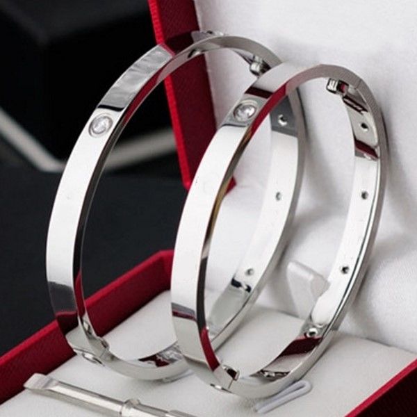 

2021 desigen gold, silver stainless steel bangle love cz diamond bracelet with screwdriver and box set, Black