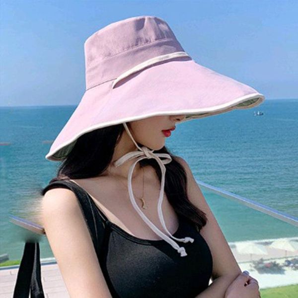 

wide brim hats summer for women super beach hat ladies sun foldable uv protection fisherman female floppy cap, Blue;gray