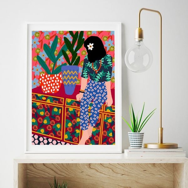 

unframed painting fashion hawaiian girl canvas print wall art poster