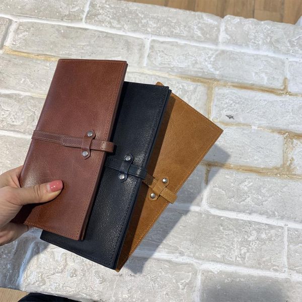 

wallets retro oil wax card bag wallet women's large long anti-theft brush coin vertical, Red;black