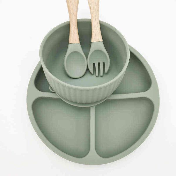 

baby's new creative tableware set 4-piece set with suction cup silicone children's learning dinner plate with suction cup g1210