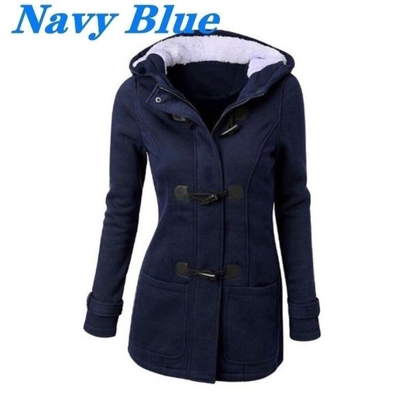 

winter plus size 5xl oversized hoodie women horn buckle sweatshirts female patchwork fleece hooded jacket coat warm hoody 201208, Black