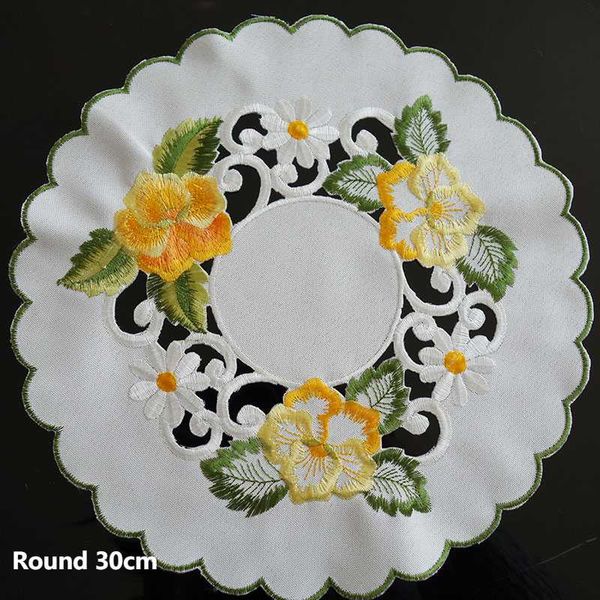 

table cloth european hand hollowed out round cloth, cup mat, embroidered western meal linen coffee mat