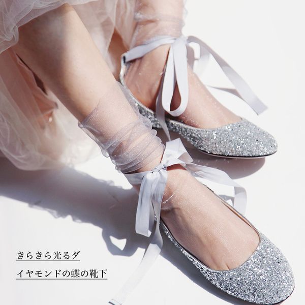 

wang xiaozhen' spring summer products are sparkling pure color gauze thin socks, japane and korean fashion pile women' socks, Red;black