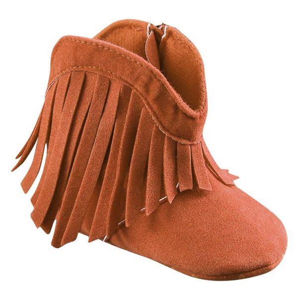 

first walkers infant soft soled anti-slip boots booties baby girl boy kids solid fringe shoes