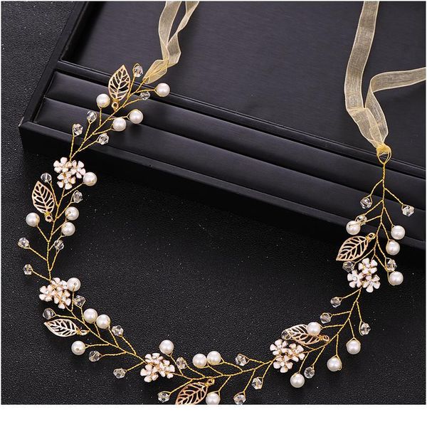

trendy wedding hair accessories flower crystal pearl headband gold headdress bridal hair accessories party prom handm jllnuy, Silver