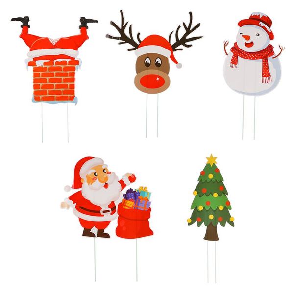 

greeting cards 5pcs christmas yard decoration signs stakes theme garden lawn