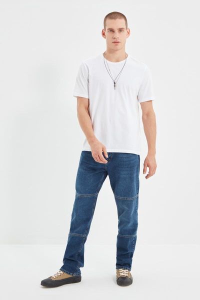 

men's jeans trendyol men 's regular fit part sewn tmnaw22je0093, Blue