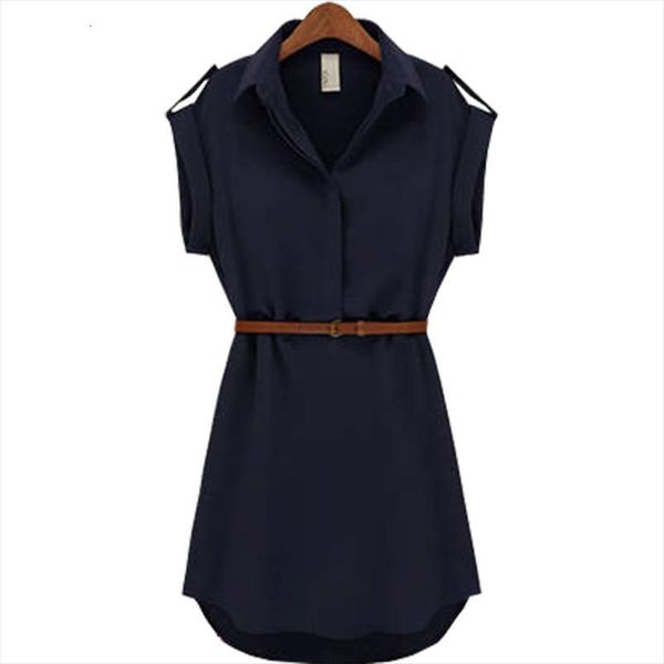 

summer fashion style loose womens dresses short sleeve chiffon vintage stock belt clothing vestidos gz053, Black;gray