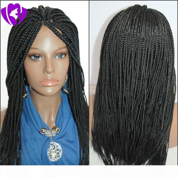 

stock long black braided lace wigs with baby hair braiding hair heat resistant glueless synthetic lace front wigs for black women