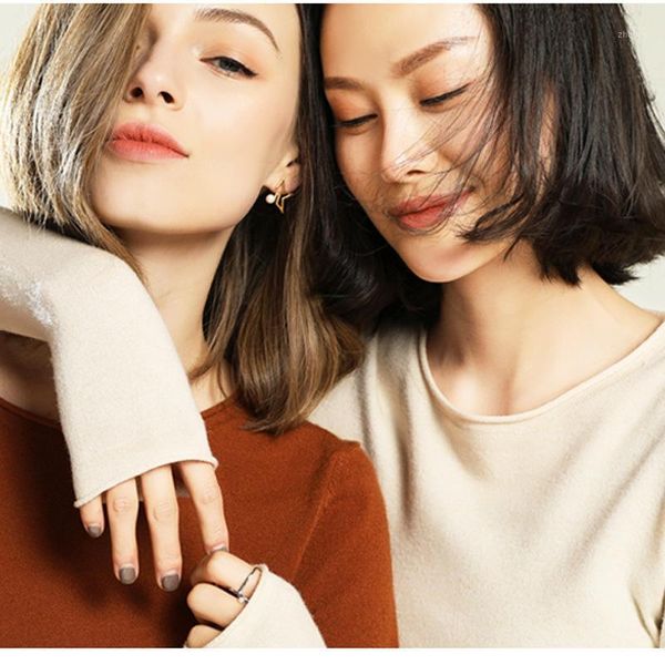 

women's sweaters style for autumn and winter cashmere sweater round neck short all-match slim-fit elastic thickened base, White;black