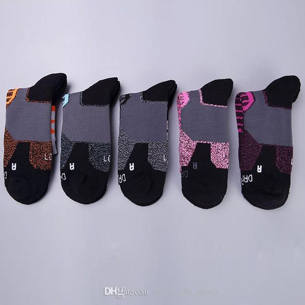 

21 male socks towel bottom thickened knee-high socks cycling sock men outdoor sports running basketball sport mid tube socks wholesale, Black