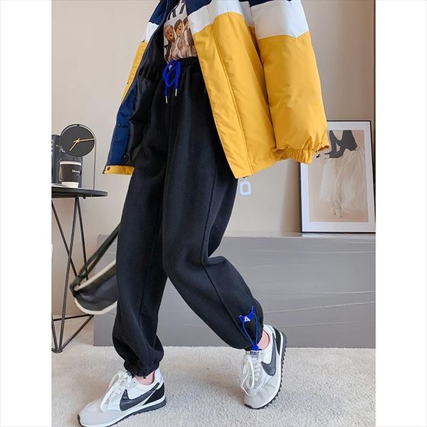 

jogger harajuku casual fleece mujer women pants fashion autumn and winter loose sweatpants kpop thickened trousers free, Black;white