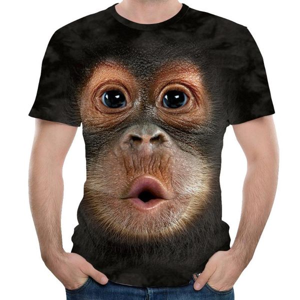

men's t-shirts fashion 3d print tshirt summer short sleeve o-neck blouse pullover casual boys orangutan funny tees #fs, White;black