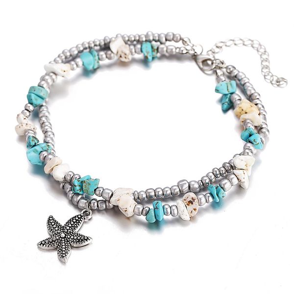 

new shell beads starfish anklets for women beach anklet leg bracelet handmade bohemian foot chain boho jewelry sandals gift, Red;blue